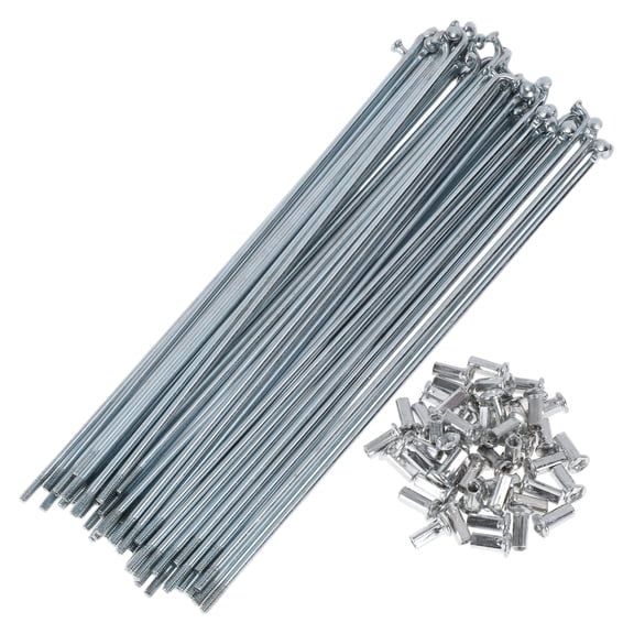 48 Set 10G Bicycle Spokes 205mm Bike Wheel Spokes Carbon Steel Galvanized Silver Tone