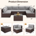 thumbnail image 4 of Noelse 7 Piece Outdoor Patio Furniture Set,Outdoor Sectional Furniture Set with Glass Coffee Table, Cushion, for Garden, Porch, Gray, 4 of 10
