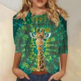 thumbnail image 2 of CYMMPU Tie Dye 3/4 Sleeve Blouses for Women Dressy Casual Tunic Tops Loose Fit Spring Tops Fall Fashion Shirts Round Neck Ombre T-Shirts S, 2 of 5