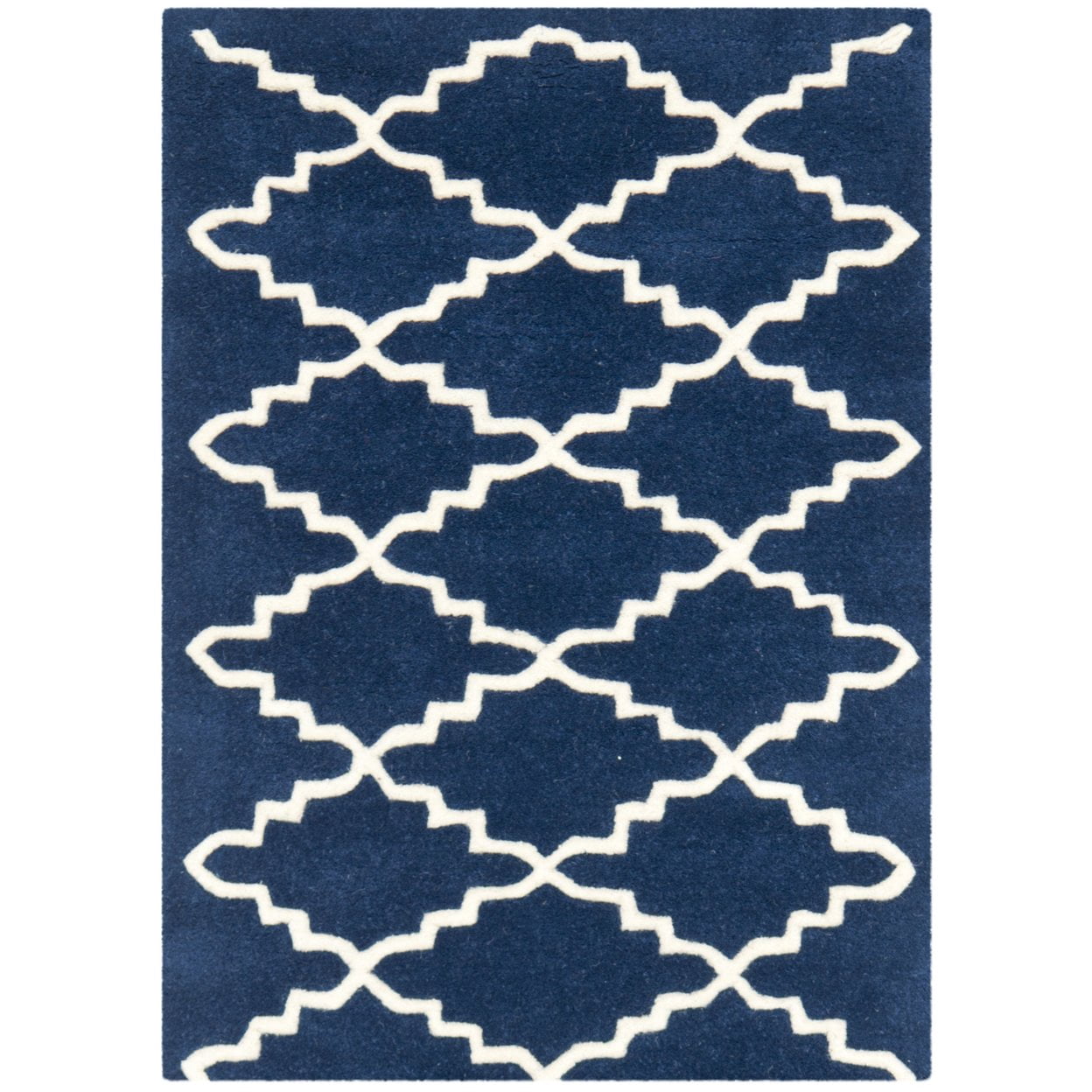 SAFAVIEH Chatham Howard Geometric Wool Runner Rug, Dark Blue/Ivory, 2'3" x 5'