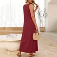 thumbnail image 1 of Uootdi Robes Maxi pour Femmes Col Rond Sans Manches Robes Amples avec Poches Décontractées Longues Robes d'Été pour la Plage Cadeau, 1 of 7