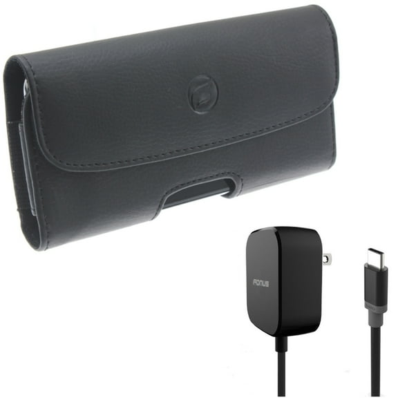 Case Belt Clip w Fast Home Charger for Samsung Galaxy S21,S20 - Leather Holster Cover, 15W 5ft Long Type-C