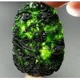 thumbnail image 4 of HOOUN Black Green Natural Jade Carved Chinese Dragon Phoenix Pendant Necklace Jewelry, 4 of 6