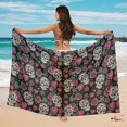 thumbnail image 4 of Uourmeti Sugar Skull Cover ups for Swimwear Women Rose Love Chiffon Scarf Blouse for Swimwear Fashion Bathing Suit Swimsuit Scarf, 4 of 7