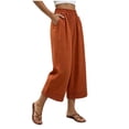 thumbnail image 6 of Aimik Women's Elastic Waist Cropped Cotton Pants Loose Casual Culottes Breathable Comfortable Summer Bottoms, 6 of 6