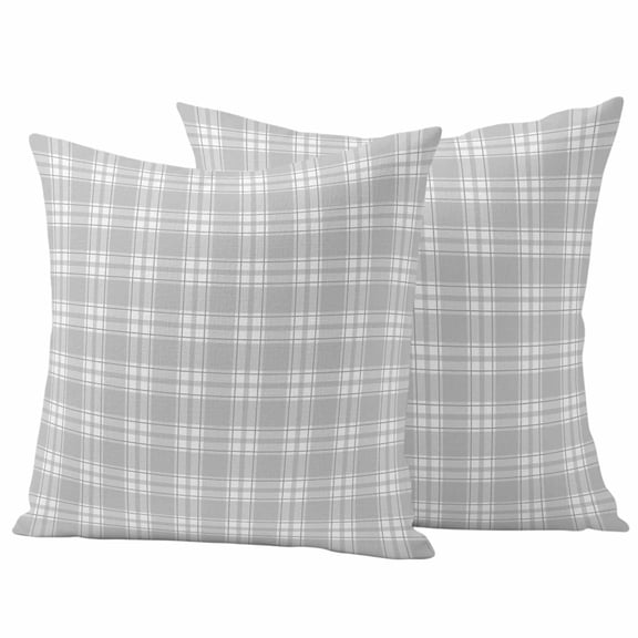 Gray White Check Outdoor Waterproof Pillow Covers, Vintage Farmhouse Buffalo Plaid Decorative Square Throw Pillowcase Sofa Cushion Sham for Patio/Couch/Chair, 24"x24" 2 Pack