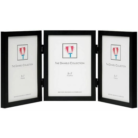 The Original DANIELS W41  Ebony-Black GALLERY WOODS hinged triple 5x7 size by Dennis Daniels - 5x7