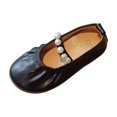 thumbnail image 2 of Toddler Cute Flats Pearls Decor Soft Sole Round Toe Flat Dress Shoes Girls Fashion Comfy Footwear for Daily Casual Wear Black 9.5 Toddler, 2 of 5