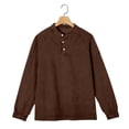 thumbnail image 6 of COSFO Denim Mens Big And Tall T Shirts Fall Long Sleeve Brown Shirts Button Pullover Loose Fit Vintage Henley Mens Shirts, 6 of 6