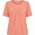 thumbnail image 6 of Women's Casual Fashion Solid Color Round Neck Puff Sleeve Short Sleeve Shirt Blouse Top Loose Fit Breathable Lightweight Summer Tunic | CSEONE,Orange L, 6 of 6