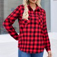 thumbnail image 5 of Hsovts Womens Multi‑Tone Plaid Flannel Shirts, Button Up Long Sleeve Vintage Tartan Pattern Relaxed Fit Soft Flannel Layering Tops for Outdoor Weekend Casual Dressing Wine 2xL, 5 of 7