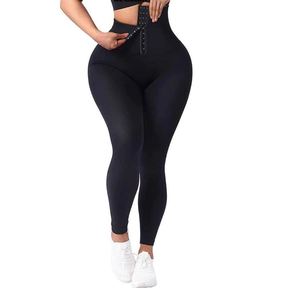 Women Corset High Waisted Leggings with Pockets Tummy Control Body Shaper Yoga Pants