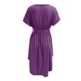 thumbnail image 5 of Robes pour Femmes 2024 Été Robes Oversize pour Col en V Boutons Manches Courtes Robe Couleur Unie avec Ceinture Manches Robe Décontractée 50 % de Réduction Liquidation!, 5 of 5