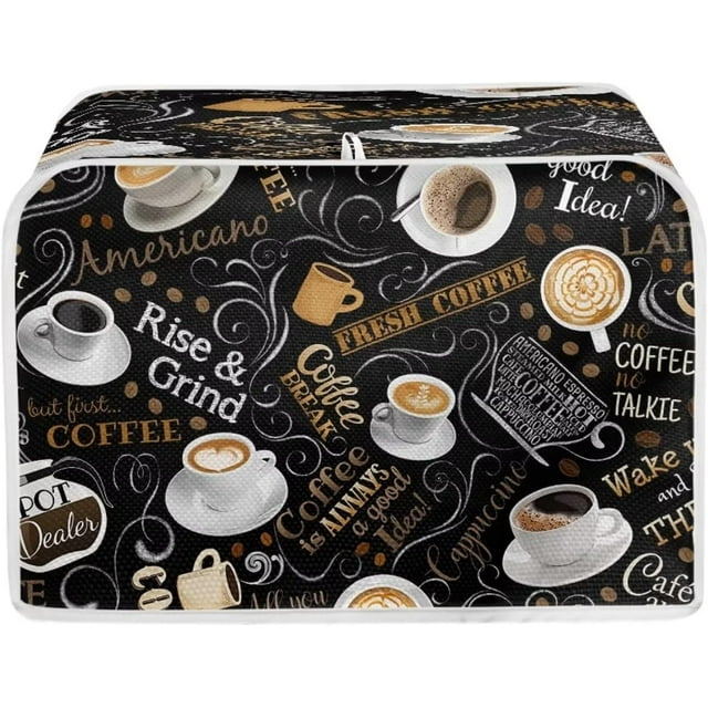 UNICEU Coffee Pattern Quilted Toaster Cover - Fits Most Standard 2 Slice Toasters, Kitchen Small Appliance Cover