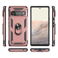 thumbnail image 3 of Feishell Hybrid Armor Phone Case for Google Pixel 6a,Military Grade Shockproof 360 Rotatable Metal Ring Holder Kickstand Support Magnetic Car Mount Dual Layer Protective Phone Cover,Rosegold, 3 of 8