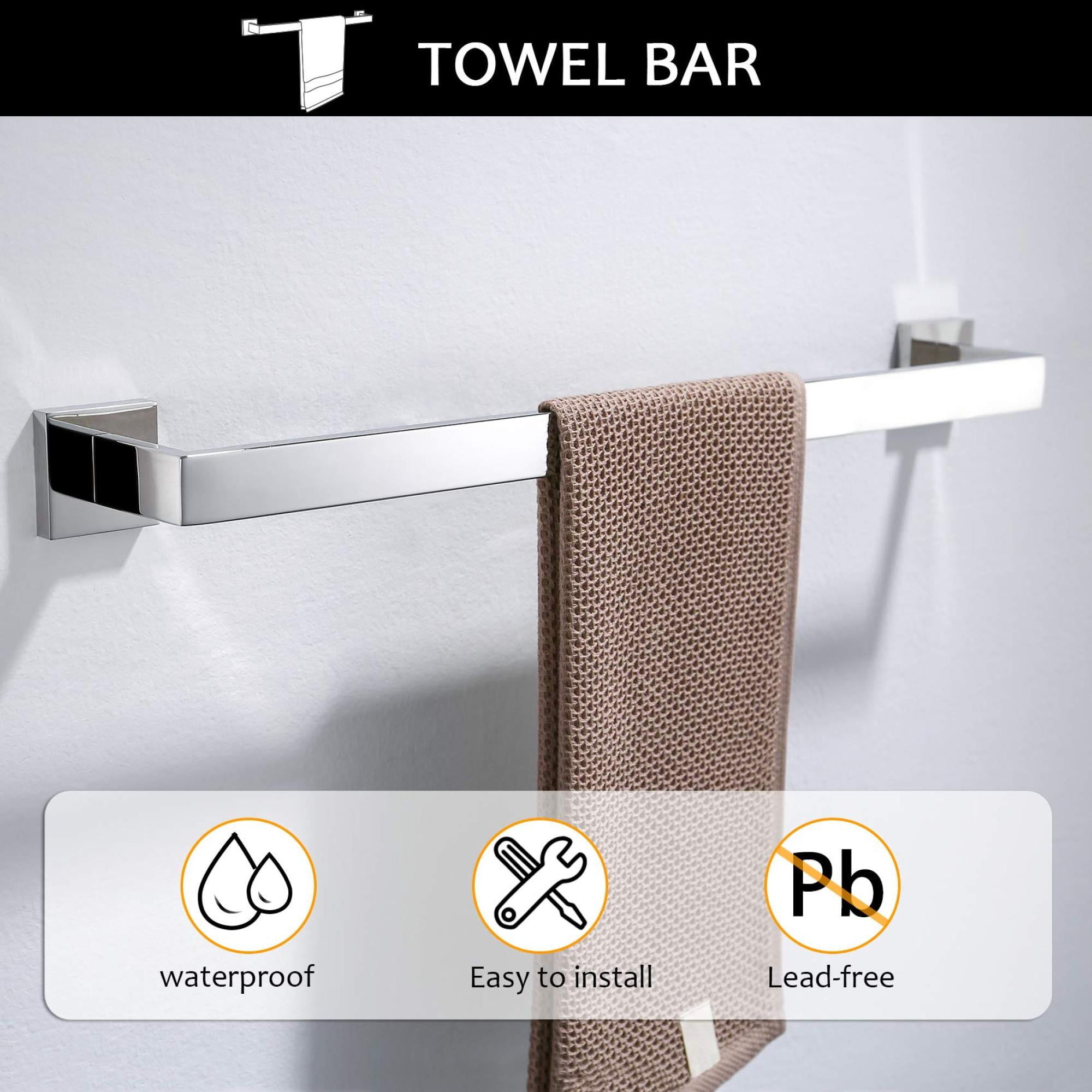 5 Pieces Bathroom Hardware Accessories Set Towel Bar Set Wall Mounted