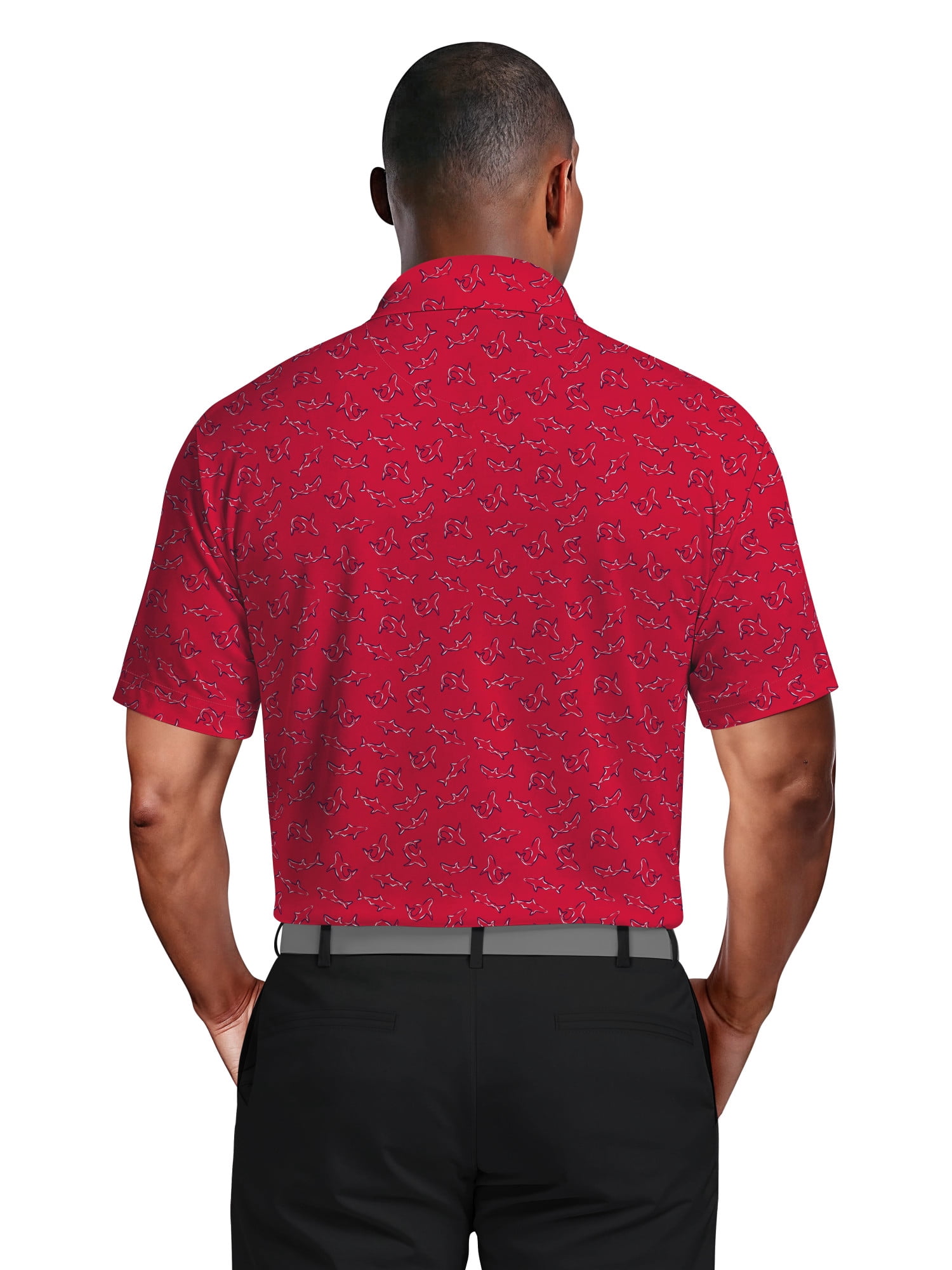 Ben Hogan Men's & Big Men's Performance Shark Print Short Sleeve Polo Shirt, Sizes S-5XL