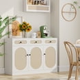 thumbnail image 2 of Homfa Coffee Bar Cabinet with Adjustable Shlef, Modern Storage Cabinet for Living Room, Rattan Decor, White, 2 of 9