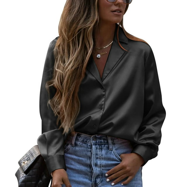 Camisas con cuello de solapa, camisas con cuello de solapa para mujer, camisas con dobladillo irregular, camisas de manga larga, funcionalidad inteligente