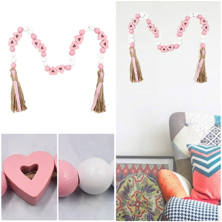 

Valentine s Day Pendant Bead String Wooden Beads And Love Tassels Colorful Decorations European And American Family Holiday Decorations