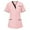 #pink, variant on Working Uniform for Women Solid Color V Neck Plus Size T-Shirts Short Sleeve Loose Fit Scrub Tops with Pockets (Orange)