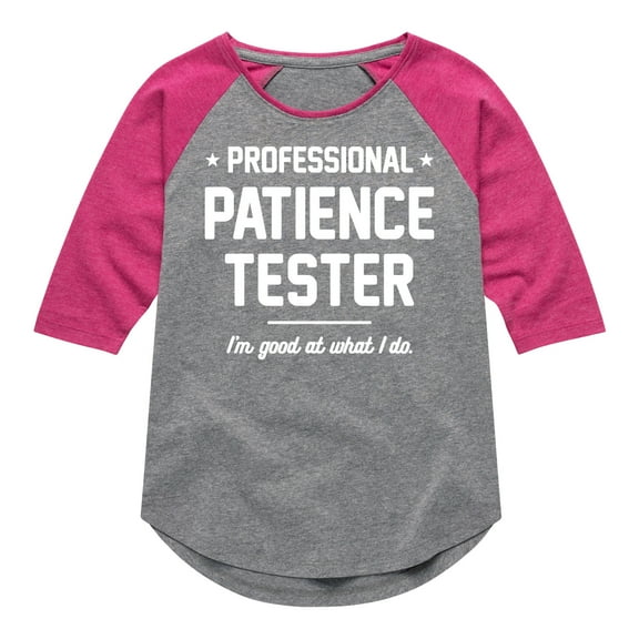 Instant Message - Professional Patience Tester - Toddler & Youth Girls Raglan Graphic T-Shirt