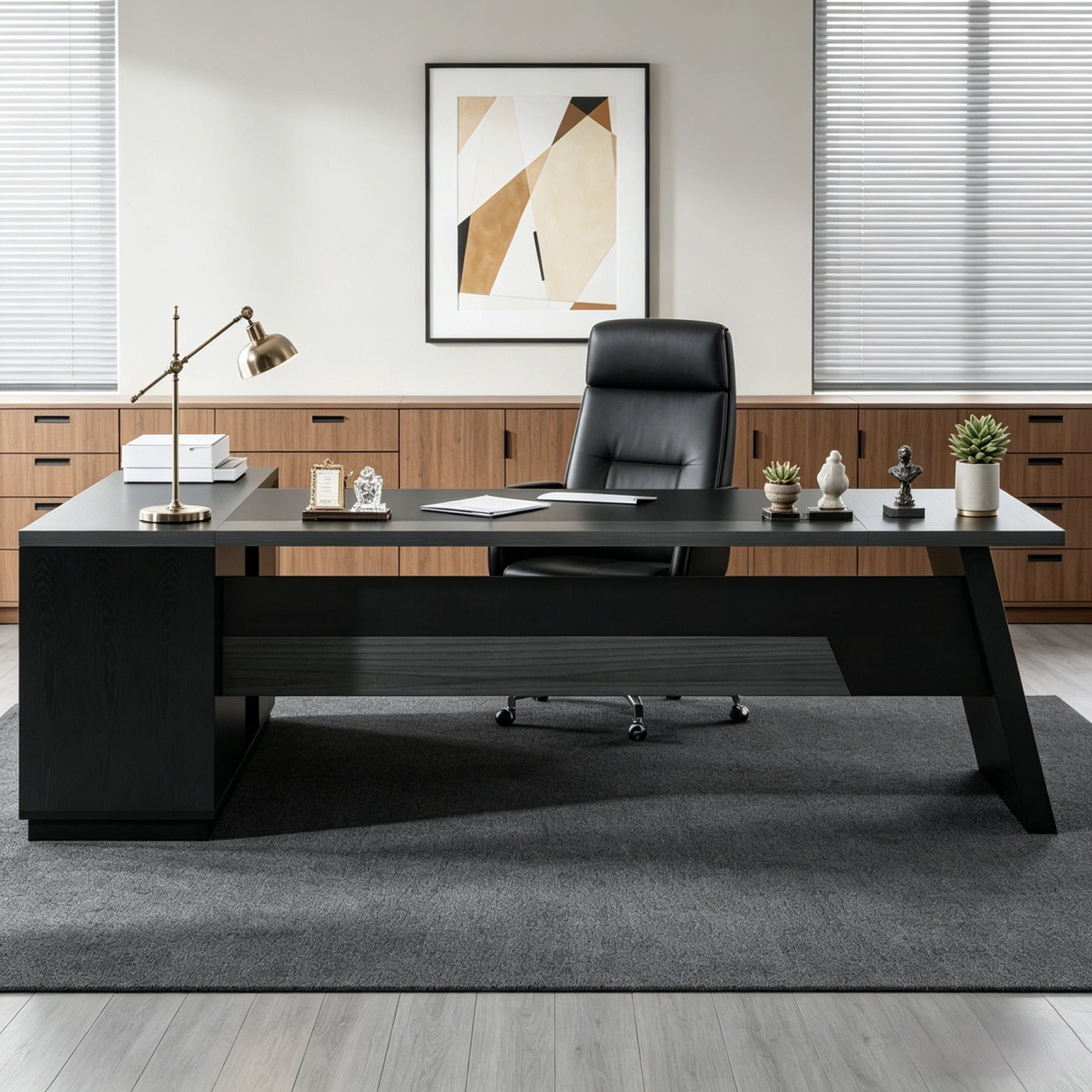 Fnova 78" L-Shaped Executive Desk with Drawers, Large Office Desk with Storage, Modern Business Desk for Home Office and Commercial Use