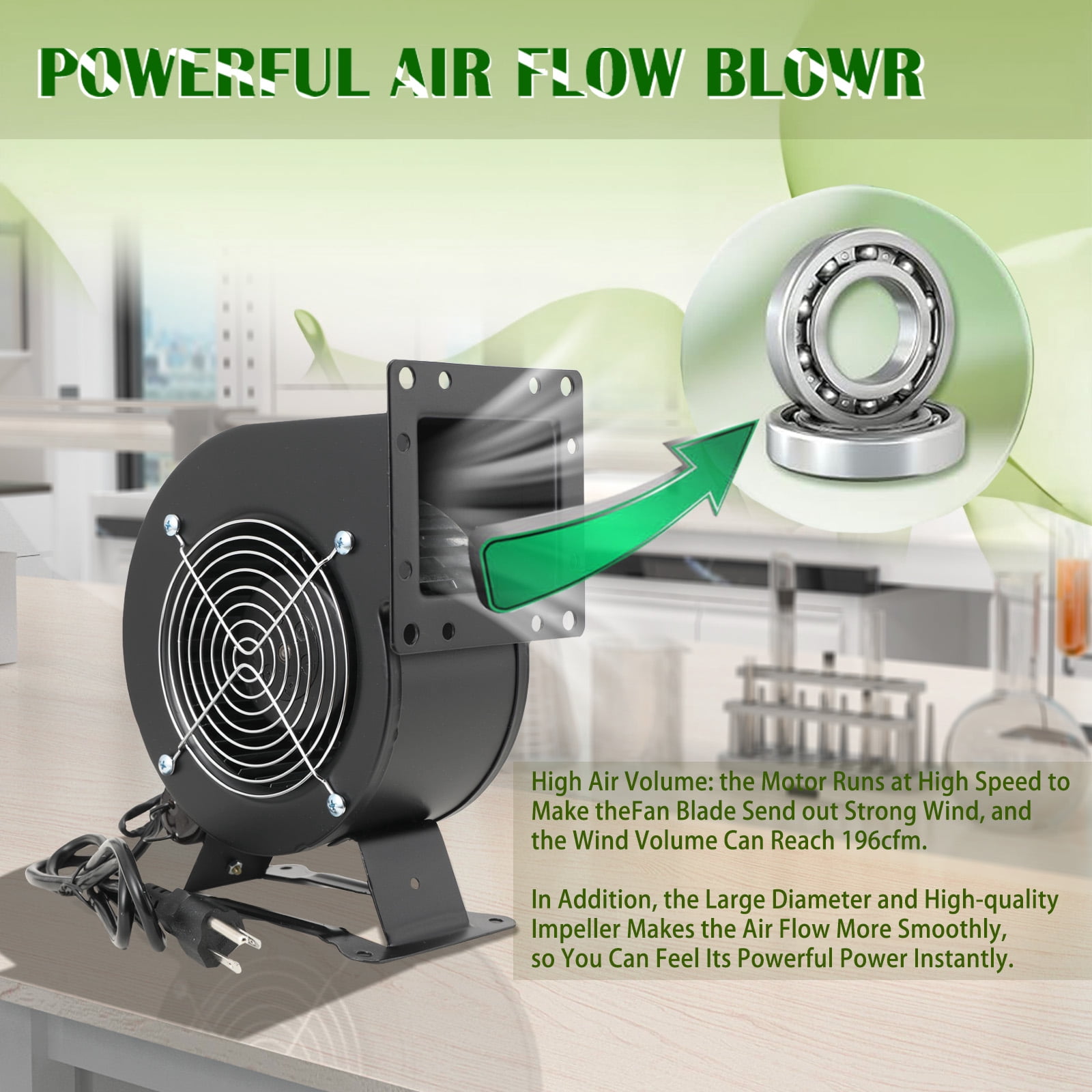 ECUTEE Small Centrifugal Blower Fan Squirrel Cage Fan Wood Boiler Furnace Blower 2600rpm Speed Air Blower for Heat Dissipation Air Purification 120W