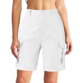 thumbnail image 1 of Innerwin Summer Bermuda Short With Pockets Ladies Cargo Shorts Beach Solid Color Loose Bottoms White S, 1 of 3