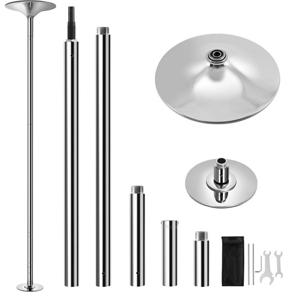 Yaheetech Height Adjustable 7'-9' H Spinning Static Dancing Pole, Silver