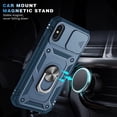 thumbnail image 4 of JTCASES for IPhone X Case, Sliding Camera Cover+ Rotating Ring Kickstand + Magnetic Car Mount + Inside Card Holder, Bracket Shockproof Frame Anti-drop PC TPU Heavy Duty Protection, Darkblue, 4 of 11