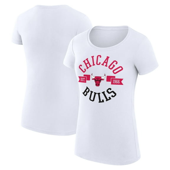 Women's G-III 4Her by Carl Banks White Chicago Bulls Super-Slim Fit Lightweight Large City Logo T-Shirt