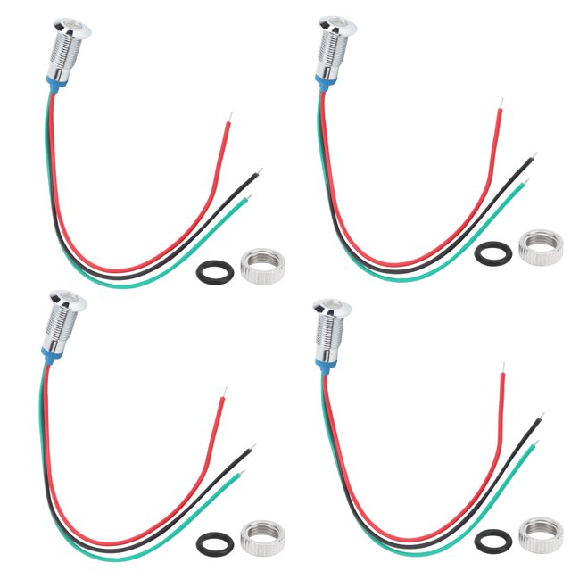 Dual Color LED, 4 Pieces Pre Wired Round LEDs, 8mm Metal Round LED, Dual Waterproof Color LED for Car Modification, CNC Machine, Vehiclelightbulb