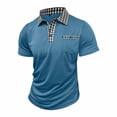 thumbnail image 5 of DPTALR Men's Solid Color Casual Lapel Half Button Short Sleeve Shirt,Light Blue,Big and Tall Men XXXL, 5 of 8