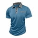thumbnail image 5 of Blusa y camisa de manga corta con cuello vuelto para hombre, color liso, informal, de manga corta, con medio botón, con solapa abierta y cerrada, tops de poliéster para hombre, 5 of 8