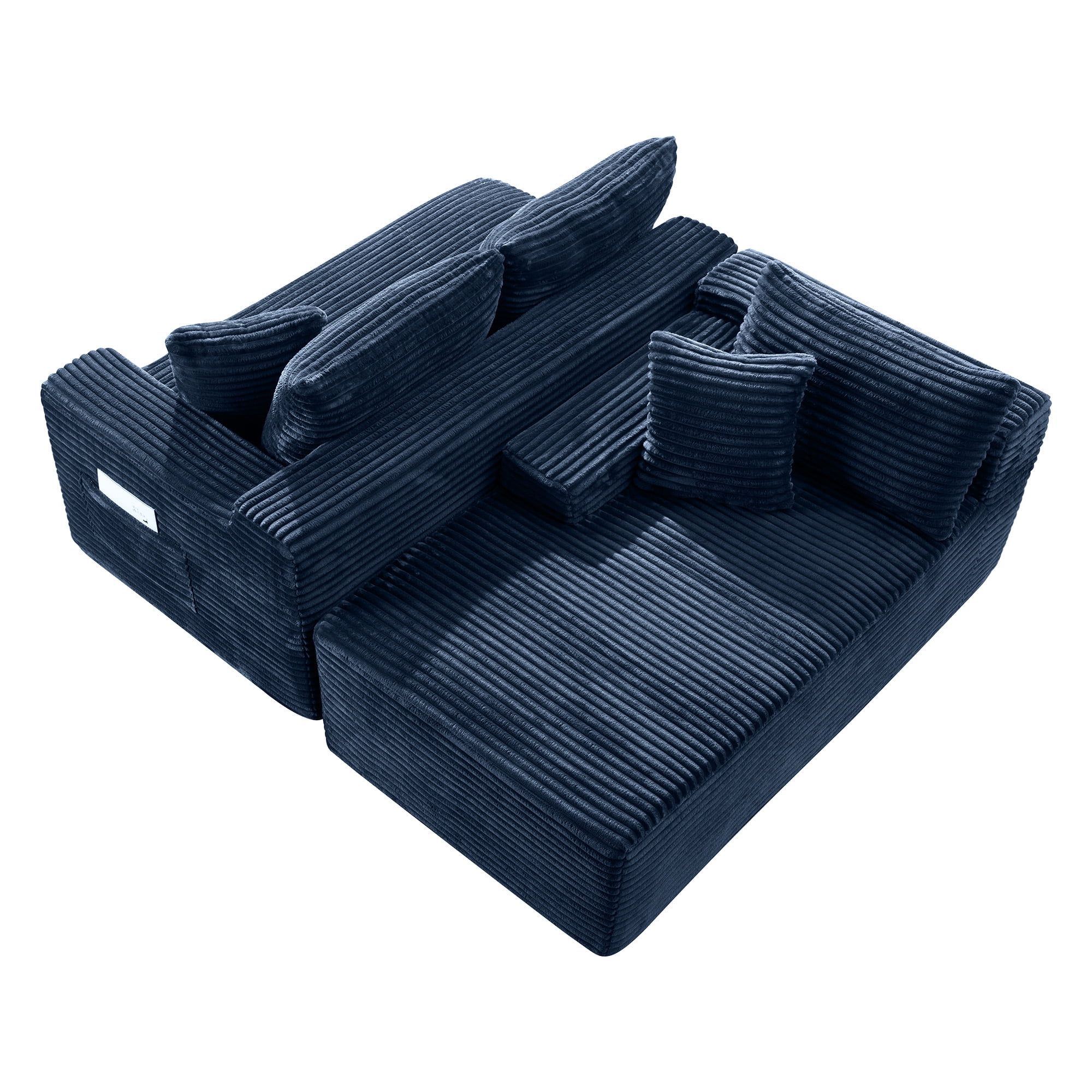 MOONMISS L-Shaped Cloud Sectional Couch with Chaise,Modern Corduroy Upholstered Modular Boneless Sofa,No Assembly for Living Room Apartment(Blue,Left)