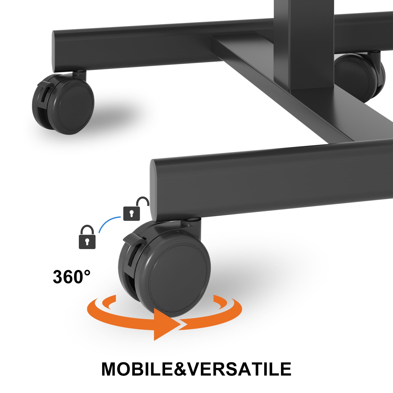 Gas Spring Height Adjustable Mobile Sit-Stand Mini Desk, Lockable Casters & Headphone Hook, Rolling Laptop Side Desk 28.5"-42.7" Height Range