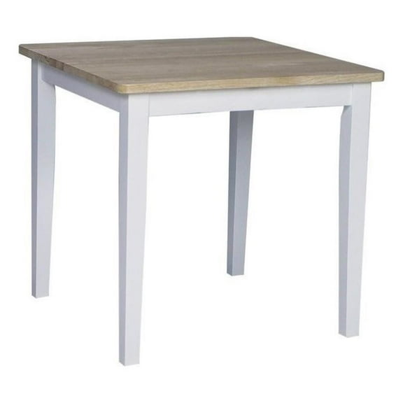 Pemberly Row Square Casual Dining Table in White and Natural