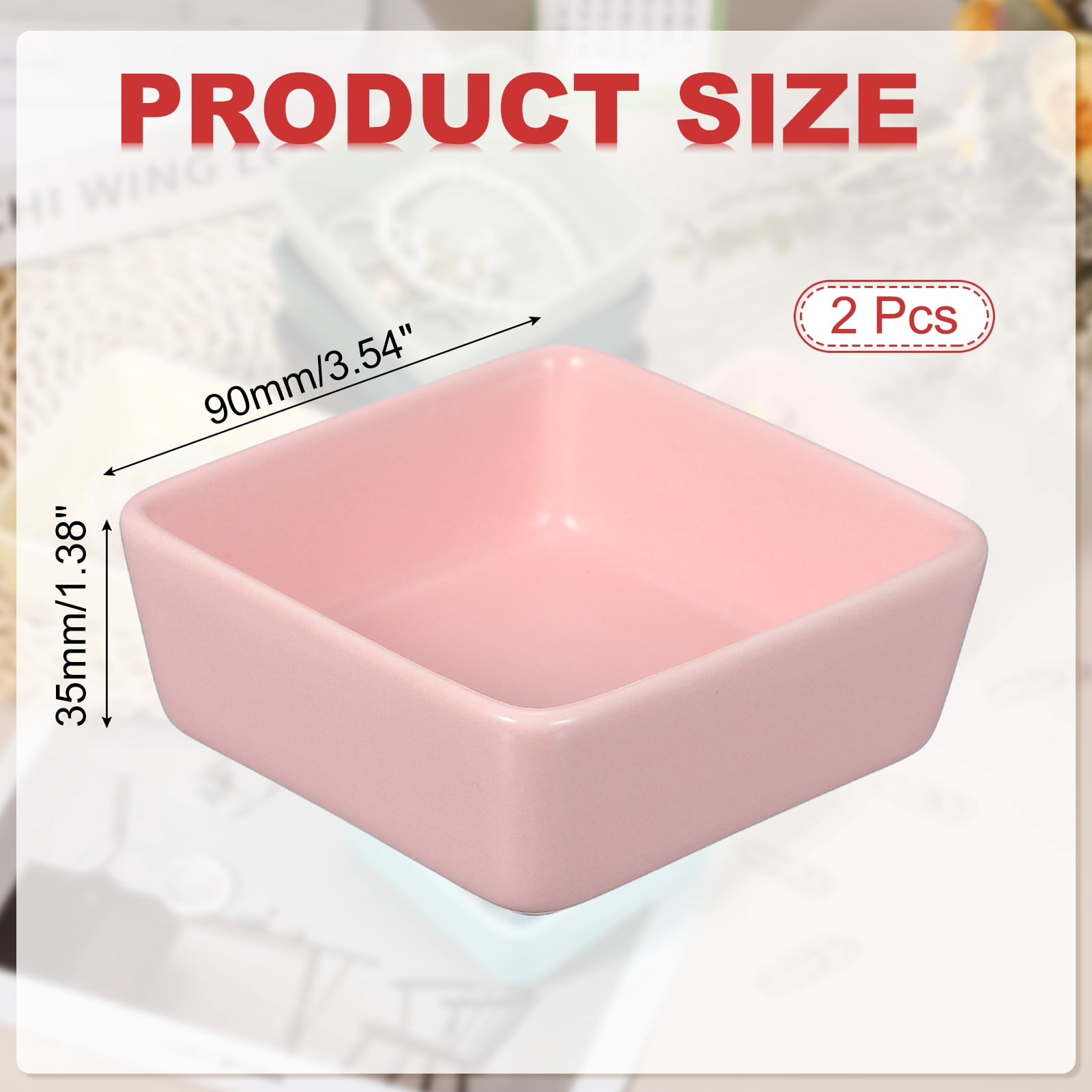 Uxcell Square Paper Clip Holders, 2 Pcs Ceramic Clip Dispenser Organizer Desk Organizer Accessories for Office Desktop Decor Bobby Pin Binder Paper Clamp, Pink