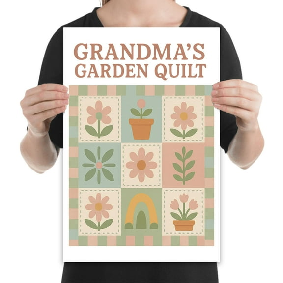 Floral Quilt Wall Art, 13x19 print for nursery bedroom decor and shabby chic room walls