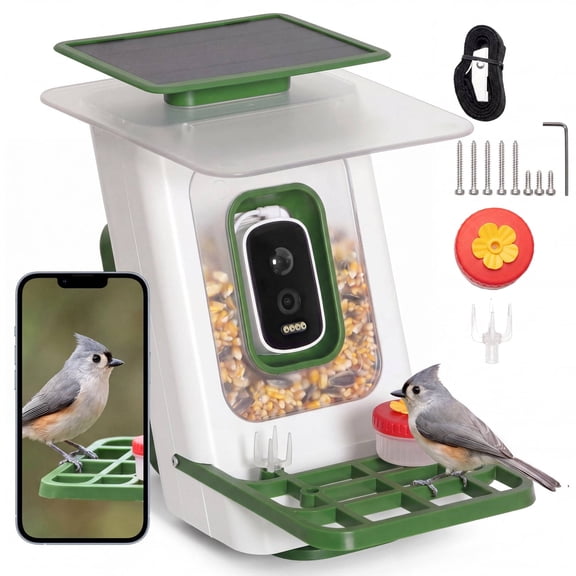 LAUSAINT HOME Smart Bird Feeder with Camera, Solar Powered AI Bird Recognition Bird Camera, 2.5K HD Auto Capture & Instant Alerts, Outdoor Bird Watcher for Backyard