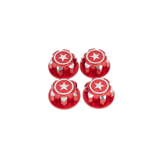 4 Pcs/packs Écrous de Roue Moyeu Couvercle de Roue Fileté Accessoire de Jouet Pièces de Rechange Embouts Étanches Écrous 1/8 RC Camion Rouge