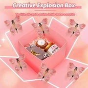 Armscye Butterfly Explosion Gift Box, DIY Flying Butterfly Surprise Box with Flying Butterfly Toy, Blank Card and Raffia, Exploding Box for Birthday, Graduation, Wedding, Anniversaries, Mothers Day