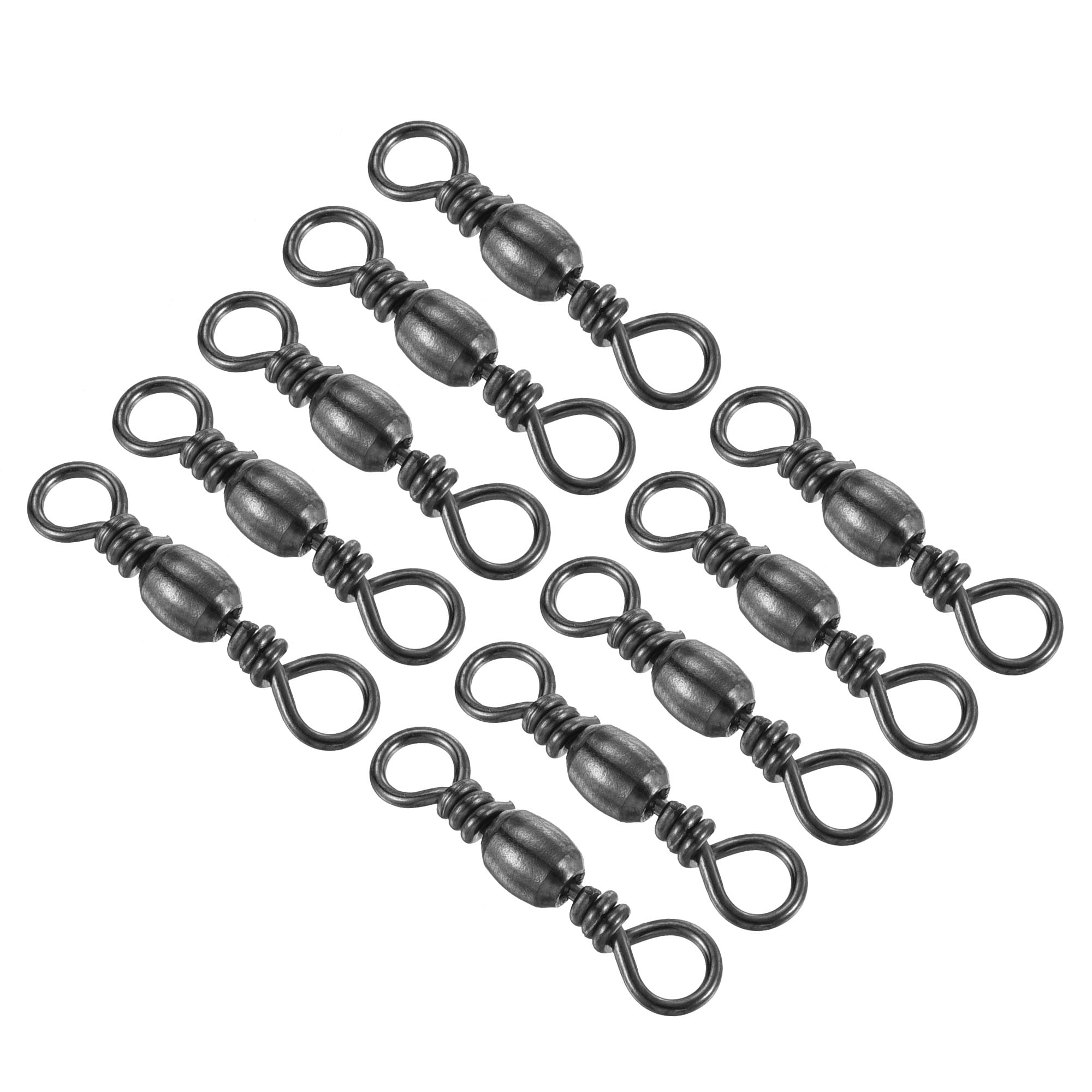Test 65 Lb -380 Lb 25 Pcs Ball Bearing Swivel Connector Tackle Fishing Accessories Stainless Steel Swivels Solid Welded Rings High Strength Heavy Duty Durability Barrel Game for Saltwater Freshwater 
