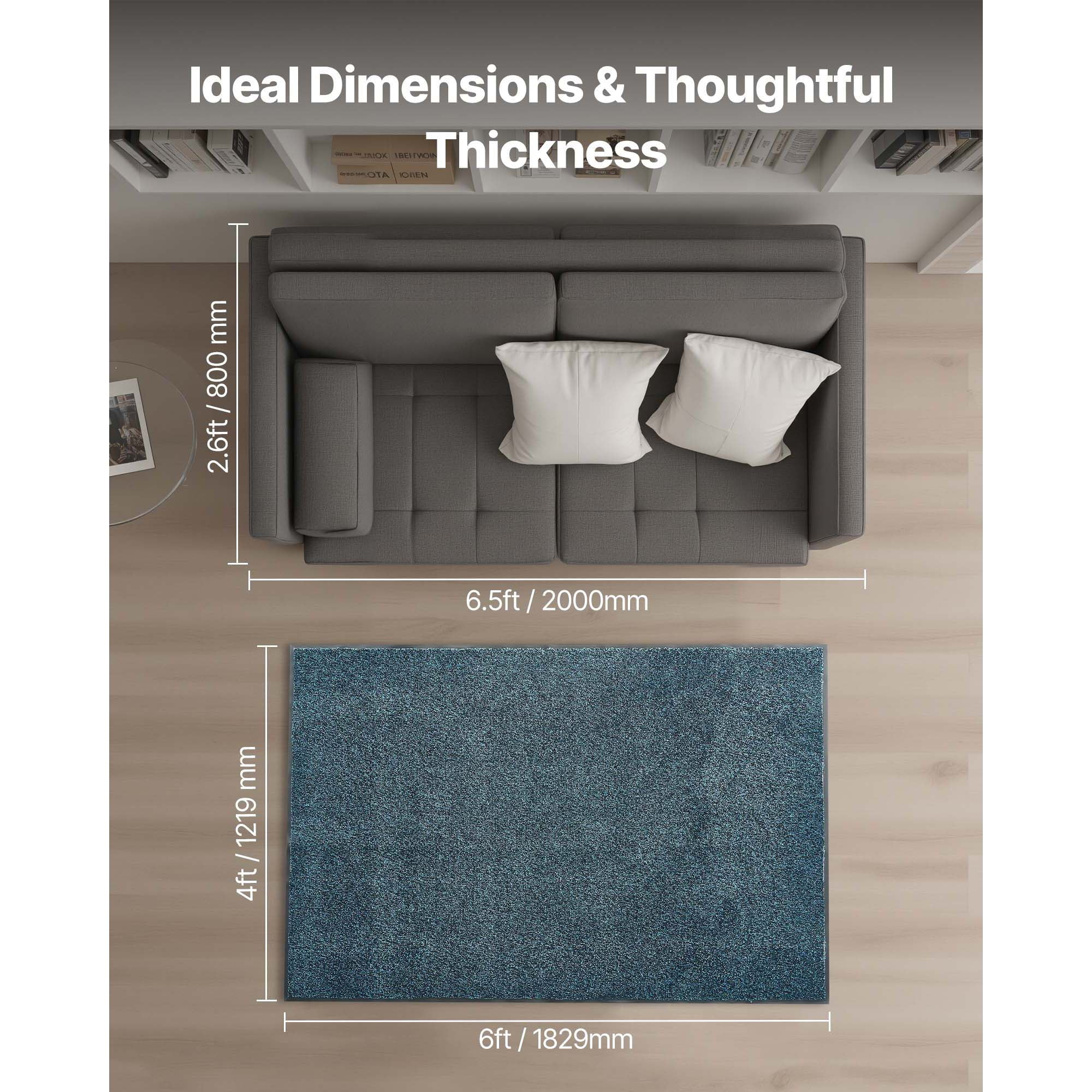 KFFKFF Durable Front Door Mat, 6 x 4 ft Commercial Floor Mat for Indoor and Outdoor Use, Industrial Entrance Rug with PVC Backing, Washable Heavy-Duty Entry Carpet for Hallway, Garage, Slate Blue