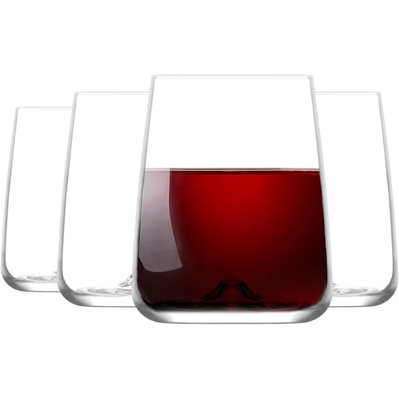 LAV Terra 4-Pack Beverage Glasses – 16 fl oz Durable Drinkware Set, Classic Tall Glasses for Cocktails, Water, Cold Drinks – Ideal for Home & Bar Use