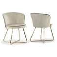 thumbnail image 7 of Set of 2 Bethari Beige Woven Fabric Dining Chair with Rattan Backrest and Black Iron Legs with Gold Accents, 7 of 7