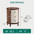thumbnail image 6 of FOROUTIA Farmhouse Round Storage Cabinet with 3 Drawers, Carved Wood Nightstand, Vintage Accent Chest for Bedroom Living Room, Brown, 6 of 7