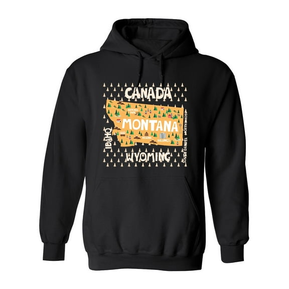 Map Of Montana Doodle Hoodie Men -Image by Shutterstock, Male Small