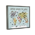 thumbnail image 3 of Stupell Animals Around The World Map Animals & Insects Painting Gray Floater Framed Art Print Wall Art, 3 of 6